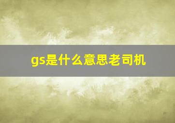 gs是什么意思老司机