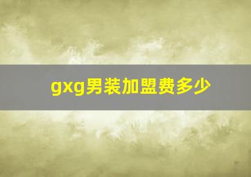 gxg男装加盟费多少