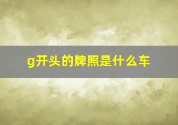 g开头的牌照是什么车