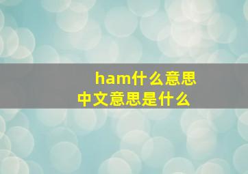 ham什么意思中文意思是什么