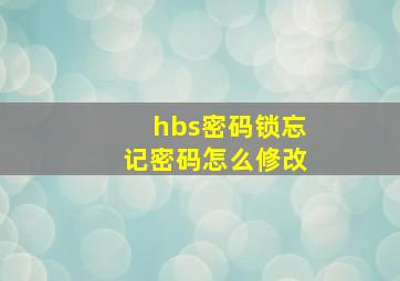 hbs密码锁忘记密码怎么修改