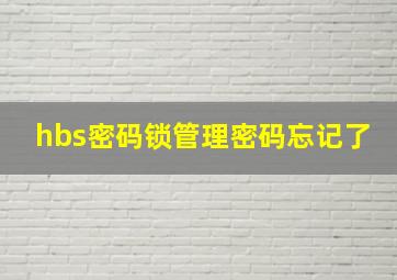 hbs密码锁管理密码忘记了