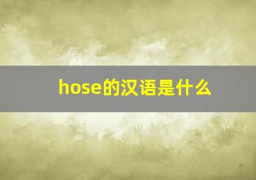 hose的汉语是什么