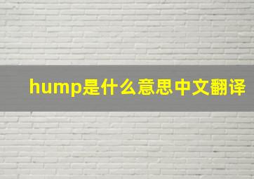 hump是什么意思中文翻译