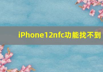 iPhone12nfc功能找不到