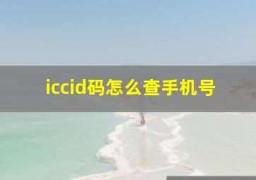 iccid码怎么查手机号