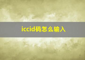 iccid码怎么输入