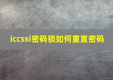 iccssi密码锁如何重置密码