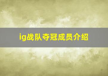 ig战队夺冠成员介绍