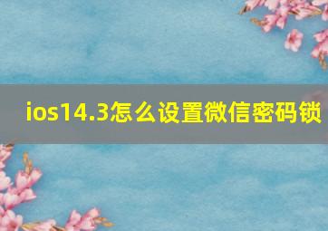 ios14.3怎么设置微信密码锁