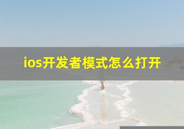 ios开发者模式怎么打开