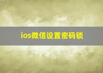 ios微信设置密码锁