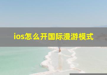 ios怎么开国际漫游模式