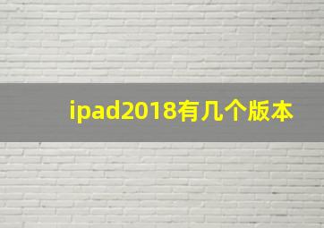 ipad2018有几个版本