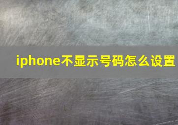 iphone不显示号码怎么设置