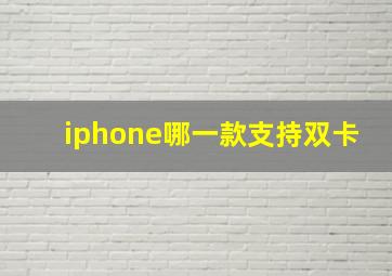 iphone哪一款支持双卡