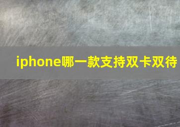 iphone哪一款支持双卡双待