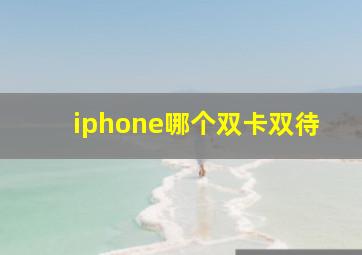 iphone哪个双卡双待