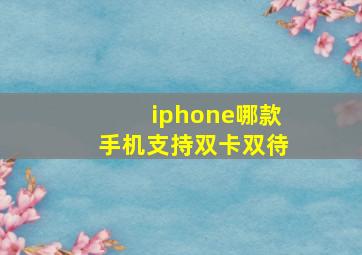 iphone哪款手机支持双卡双待