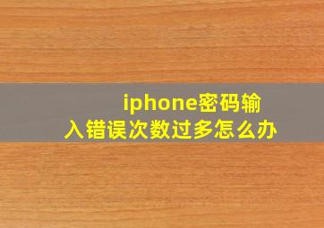 iphone密码输入错误次数过多怎么办