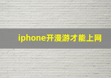 iphone开漫游才能上网