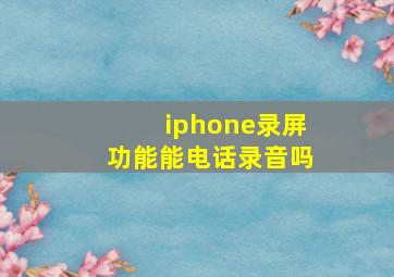 iphone录屏功能能电话录音吗