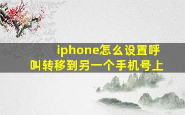 iphone怎么设置呼叫转移到另一个手机号上