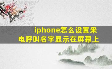 iphone怎么设置来电呼叫名字显示在屏幕上