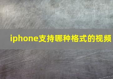 iphone支持哪种格式的视频