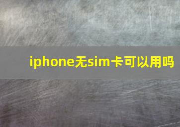 iphone无sim卡可以用吗