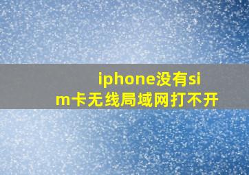 iphone没有sim卡无线局域网打不开