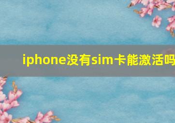 iphone没有sim卡能激活吗