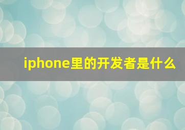 iphone里的开发者是什么