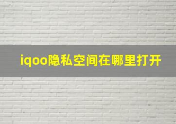 iqoo隐私空间在哪里打开