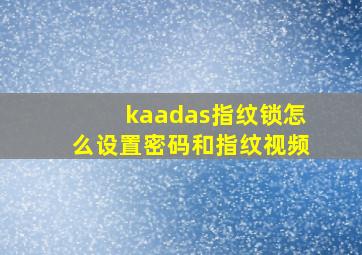 kaadas指纹锁怎么设置密码和指纹视频