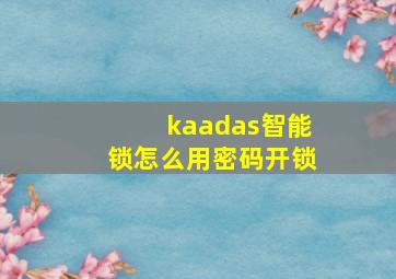 kaadas智能锁怎么用密码开锁