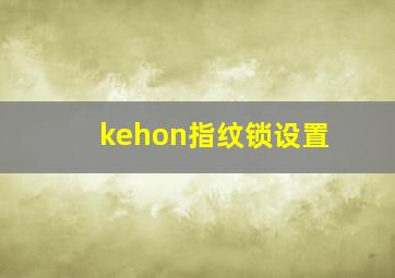 kehon指纹锁设置