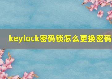 keylock密码锁怎么更换密码