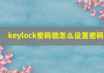 keylock密码锁怎么设置密码