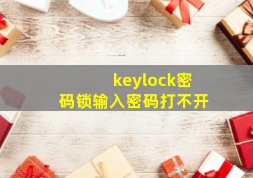 keylock密码锁输入密码打不开