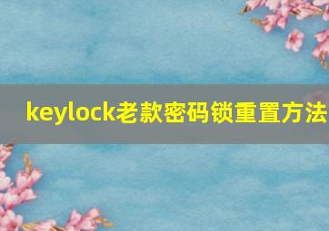 keylock老款密码锁重置方法