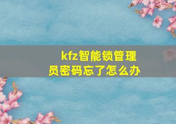 kfz智能锁管理员密码忘了怎么办