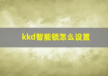 kkd智能锁怎么设置