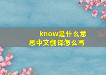 know是什么意思中文翻译怎么写