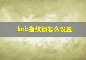 kob指纹锁怎么设置