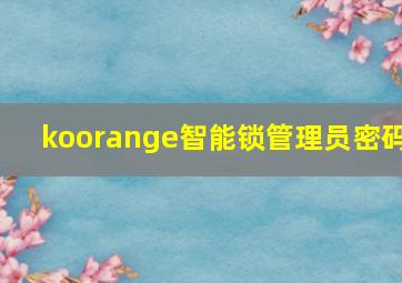 koorange智能锁管理员密码