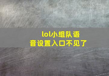 lol小组队语音设置入口不见了