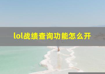 lol战绩查询功能怎么开