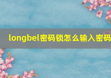 longbel密码锁怎么输入密码