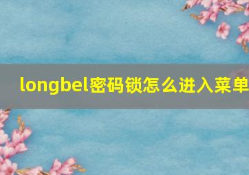 longbel密码锁怎么进入菜单